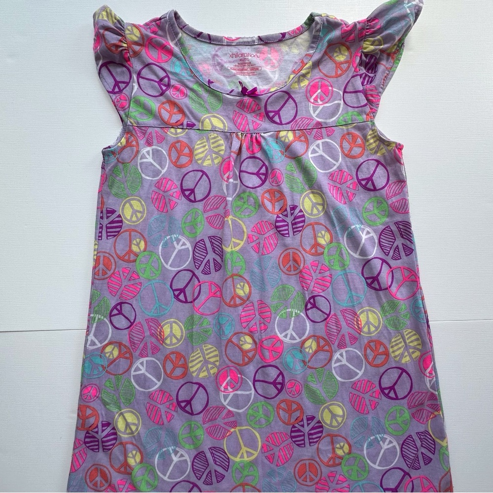 Xhilaration colorful peace signs short sleeve nightgown‎ girls XL